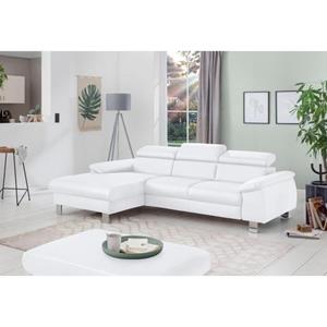 COTTA Polstergarnitur "Komaris", (Set), Set: bestehend aus Ecksofa und Hocker, Kopfteilverstellung