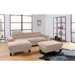 COTTA Polstergarnitur "Morven", (Set), Set: bestehend aus Ecksofa und Hocker, Kopfteilverstellung