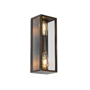 QAZQA Vintage wandlamp antiek goud 38 cm 2-lichts IP44 - Charlois