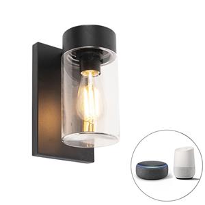 Qazqa Smart Buitenwandlamp Zwart Ip44 Incl. Wifi St64 - Jarra