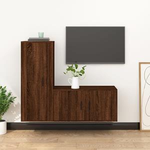 Vidaxl 2-tlg. Tv-schrank-set Braun Eichen-optik Holzwerkstoff