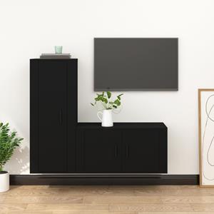 Vidaxl 2-tlg. Tv-schrank-set Schwarz Holzwerkstoff