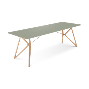 Gazzda Tink table houten eettafel whitewash - met linoleum tafelblad dark olive - 240 x 90 cm