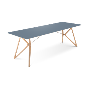 Gazzda Tink table houten eettafel whitewash - met linoleum tafelblad smokey blue - 240 x 90 cm