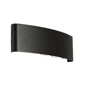Qazqa Buiten Wandlamp Zwart Incl. Led 10-lichts Ip54 - Silly