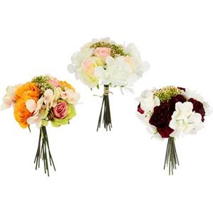 I.GE.A. Kunstplant Boeket rozen met hortensia's 30 cm (3 stuks)
