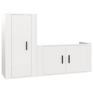 VidaXL 2-delige Tv-meubelset bewerkt hout hoogglans wit