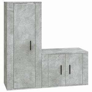 Vidaxl 2-tlg. Tv-schrank-set Betongrau Holzwerkstoff