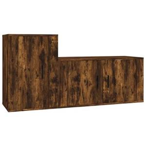 VidaXL 2-delige Tv-meubelset bewerkt hout gerookt eikenkleurig