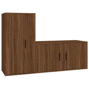 Vidaxl 2-tlg. Tv-schrank-set Braun Eichen-optik Holzwerkstoff