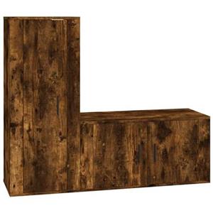 VidaXL 2-delige Tv-meubelset bewerkt hout gerookt eikenkleurig