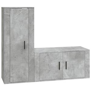 Vidaxl 2-tlg. Tv-schrank-set Betongrau Holzwerkstoff