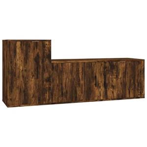 Vidaxl 2-tlg. Tv-schrank-set Räuchereiche Holzwerkstoff