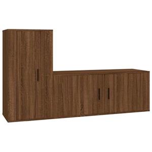 Vidaxl 2-tlg. Tv-schrank-set Braun Eichen-optik Holzwerkstoff