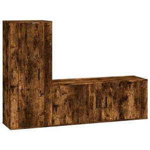 Vidaxl 2-tlg. Tv-schrank-set Räuchereiche Holzwerkstoff