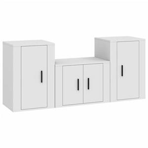VidaXL 3-delige Tv-meubelset bewerkt hout wit