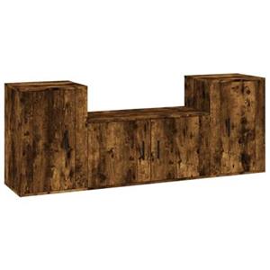 Vidaxl 3-tlg. Tv-schrank-set Räuchereiche Holzwerkstoff