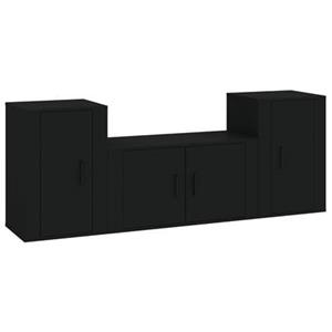 Vidaxl 3-tlg. Tv-schrank-set Schwarz Holzwerkstoff
