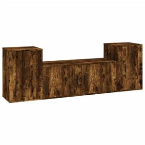 Vidaxl 3-tlg. Tv-schrank-set Räuchereiche Holzwerkstoff