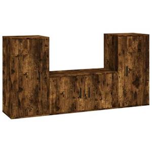 VidaXL 3-delige Tv-meubelset bewerkt hout gerookt eikenkleurig