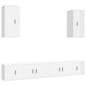 VidaXL 6-delige Tv-meubelset bewerkt hout hoogglans wit