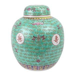 Fine Asianliving Chinese Gemberpot Groen Handgeschilderd Langleven
