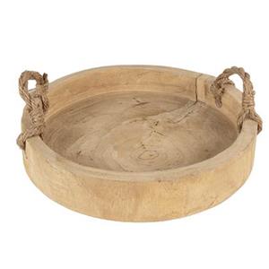 Clayre & Eef Decoratief Dienblad Ã 35 cm Bruin Hout Rond Serveerschaal