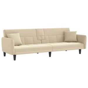 vidaXL Sofa Schlafsofa mit Getränkehaltern Creme Stoff