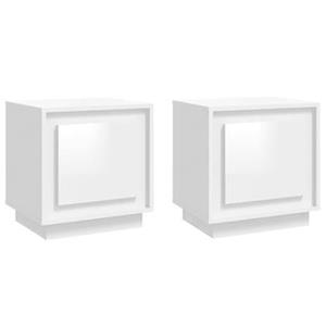 VidaXL Nachtkastjes 2 st 44x35x45 cm bewerkt hout hoogglans wit