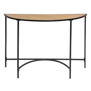 Clayre & Eef Sidetable 120x31x81 cm Zwart Bruin Ijzer Hout Halfrond