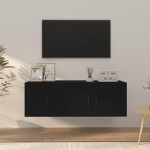 vidaXL TV-Schrank 2-tlg. TV-Schrank-Set Schwarz Holzwerkstoff (2-St)