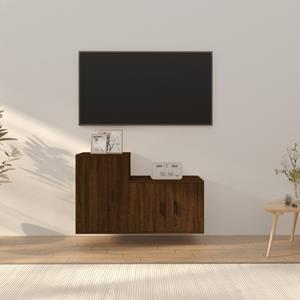 Vidaxl 2-tlg. Tv-schrank-set Braun Eichen-optik Holzwerkstoff