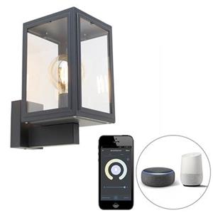 QAZQA LED Wandlamp buiten sutton - Donkergrijs - Landelijk - L 17cm