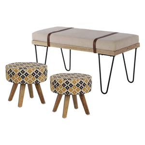 WOMO-DESIGN | Bankje Olga met 2 hockers