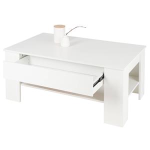 Couchtisch mit Schublade und Ablage 110x65x48 cm Weiß aus Spanplatte ML-Design