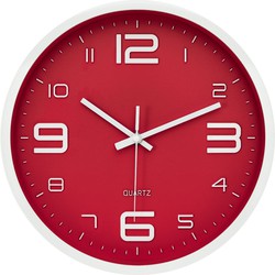 LW Collection Keukenklok Xenn8 rood wit 30cm - wandklok stil uurwerk
