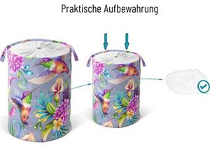Sanilo Wäschekorb Kolibri, kräftige Farben, samtweiche Oberfläche, mit Deckel