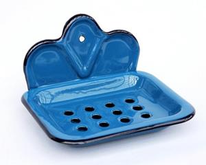 DanDiBo Seifenablage Seifenhalter 618 Blau Seifenschale 13 cm emailliert Landhaus Emaille Seifenspender, Breite: 13 cm