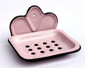 DanDiBo Seifenhalter Seifenhalter 618 Rosa Seifenschale 13 cm emailliert Landhaus Emaille Seifenspende, Breite: 13 cm