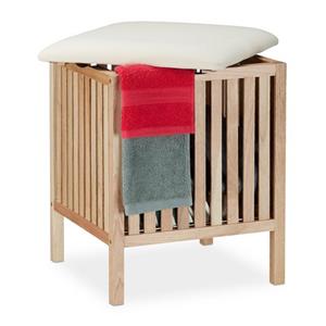 RELAXDAYS Wäschekorb Wäschekorb aus Walnussholz mit Sitz