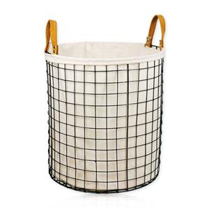 Animal-design Wäschebox, Wäschekorb 75L aus Metall geflochten, Nischenkorb rund Dekokorb