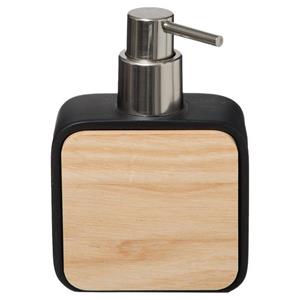 5Five zeeppompje/zeepdispenser - zwart - 10 x 15 cm - 200 ml - bamboe/kunststeen - badkamer hygiene - Zeeppompjes