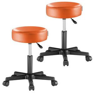 Casaria Rollhocker Kunstleder 2er-Set Orange 360° drehbar