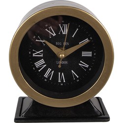 Clayre & Eef Tafelklok 14 cm Zwart Ijzer Glas Big Ben London Tafelklokken Binnen Staand Klokje Tafelklokje