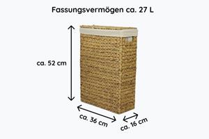 Animal-design Wäschekorb, Lycce Wäschekorb mit Deckel 27 l Nischenwäschekorb Wasserhyazinthe Wäschekorb schmal für wenig Platz - großer Stauraum natur (Gr. 1)