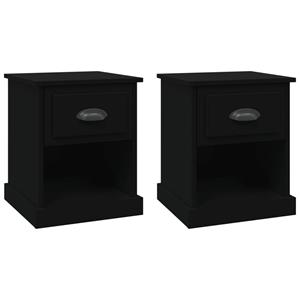 VidaXL Nachtkastjes 2 st 39x39x47,5 cm bewerkt hout zwart