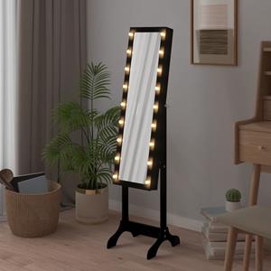 Vidaxl Standspiegel Mit Led Schwarz 34x37x146 Cm