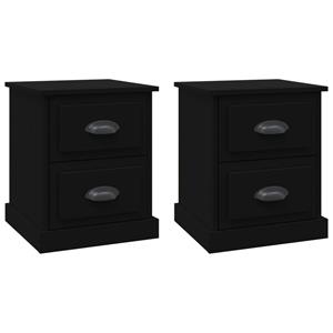 VidaXL Nachtkastjes 2 st 39x39x47,5 cm bewerkt hout zwart
