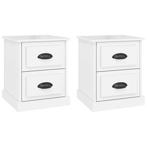 VidaXL Nachtkastjes 2 st 39x39x47,5 cm bewerkt hout hoogglans wit