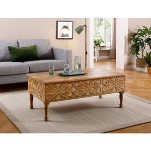 Home affaire Salontafel Spring van massief mangohout met mooie zeer gedetailleerde ornamenten, breedte